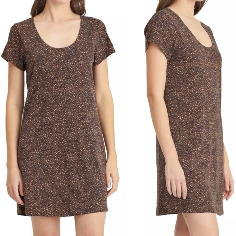 Social Standard by Sanctuary Gia Scoop Animal Leopard Print Shirt Dress Size XL